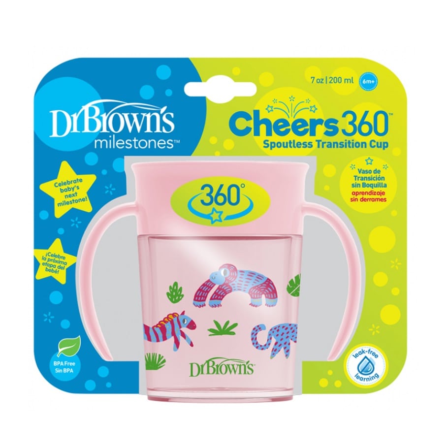 Dr Browns – Cheers Κύπελλο 360° με Λαβές 6m+ 200ml Ροζ. Dr Browns – Cheers Κύπελλο 360° με Λαβές 6m+ 200ml Ροζ.